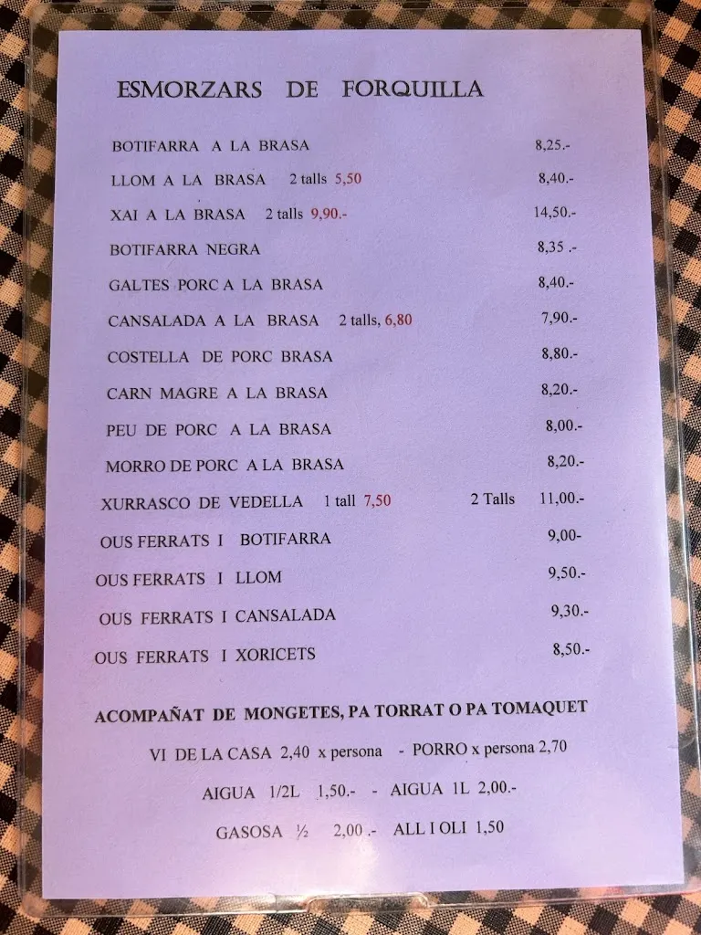 Menü_Restaurant El Serradet_Sora_Bild_3