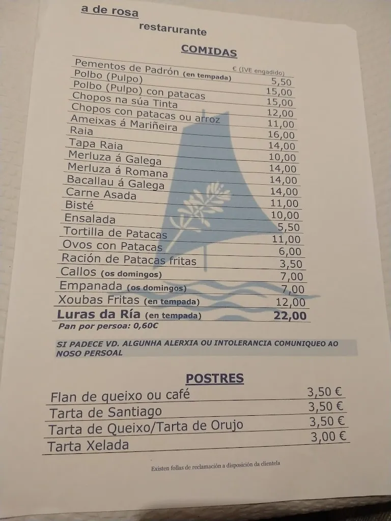 Menu_Restaurante A de Rosa_Pobra do Caramiñal A_image_1