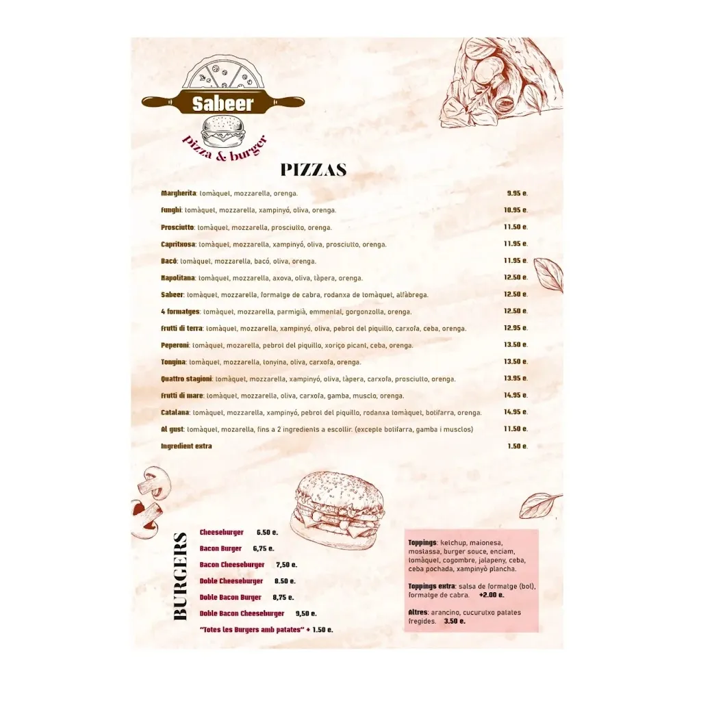 Menu_Sabeer pizza burger_Vacarisses_image_2
