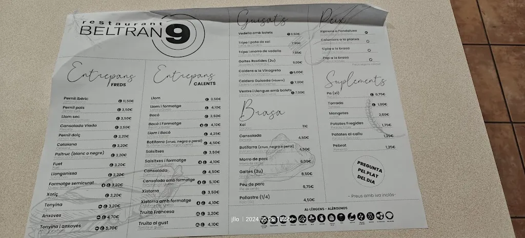 Menu_Restaurant Beltran 9_Tordera_image_4