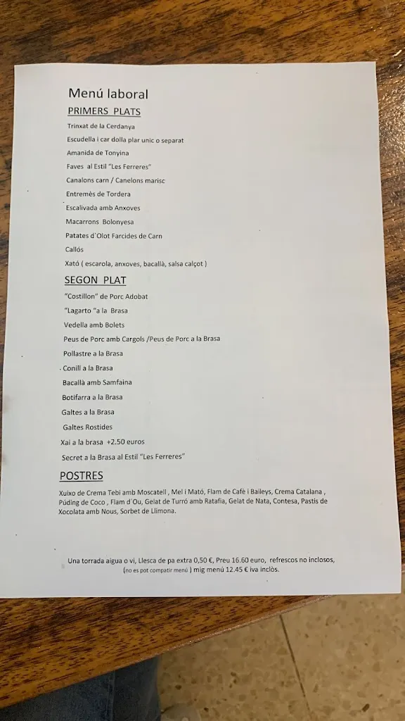 Menu_Restaurant Les Ferreres_Tordera_image_1