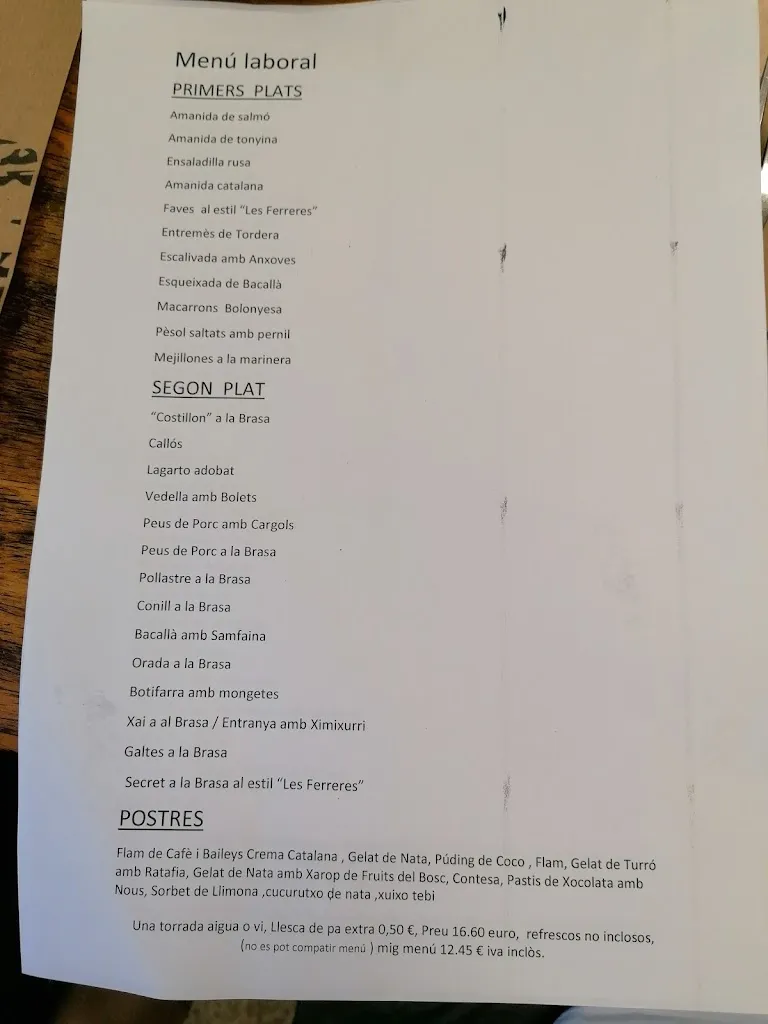 Menu_Restaurant Les Ferreres_Tordera_image_2