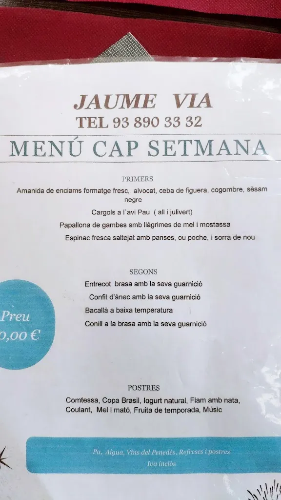 Menu_Restaurant Jaume Via_Vilobí del Penedès_immagine_3