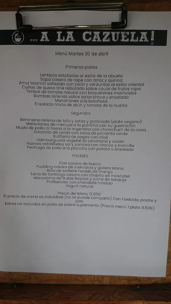 Menu_Restaurant A la Cazuela_Viladecans_image_1
