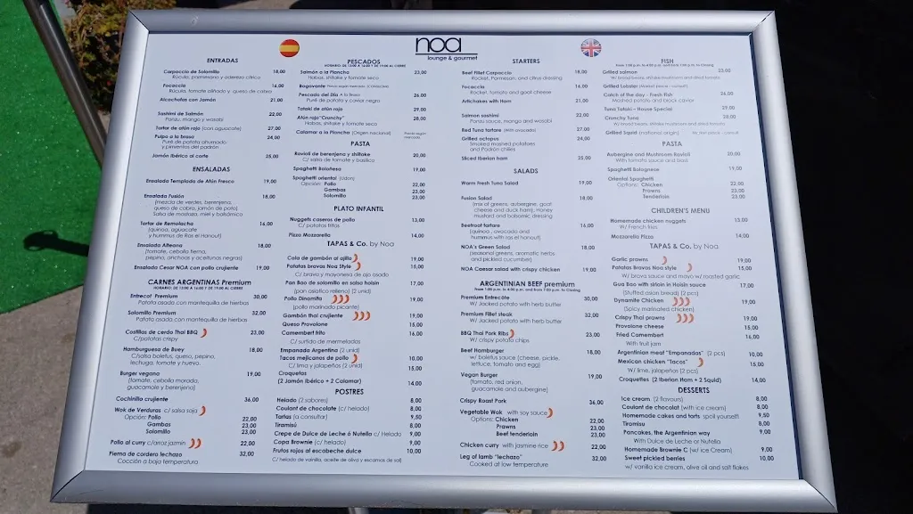 Menu_Noa Lounge & Gourmet_Artea_image_1