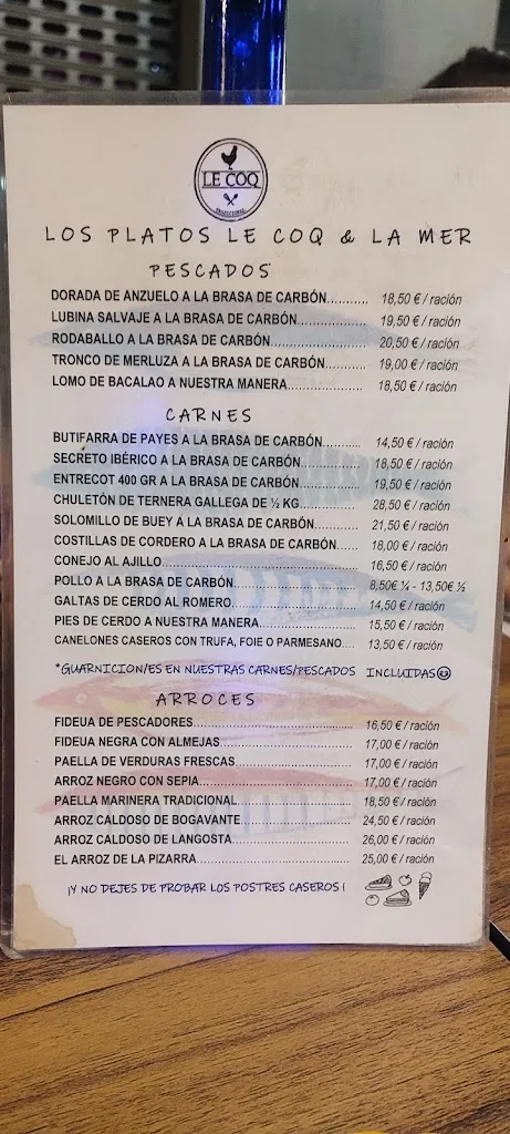 Menu_Arrosseria Restaurant Le Coq & La Mer_Vilanova i la Geltrú_image_1