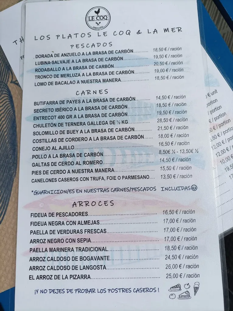 Menu_Arrosseria Restaurant Le Coq & La Mer_Vilanova i la Geltrú_image_4