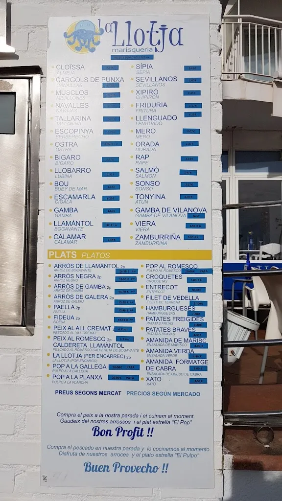 Menu_La Llotja Marisqueria_Vilanova i la Geltrú_image_4
