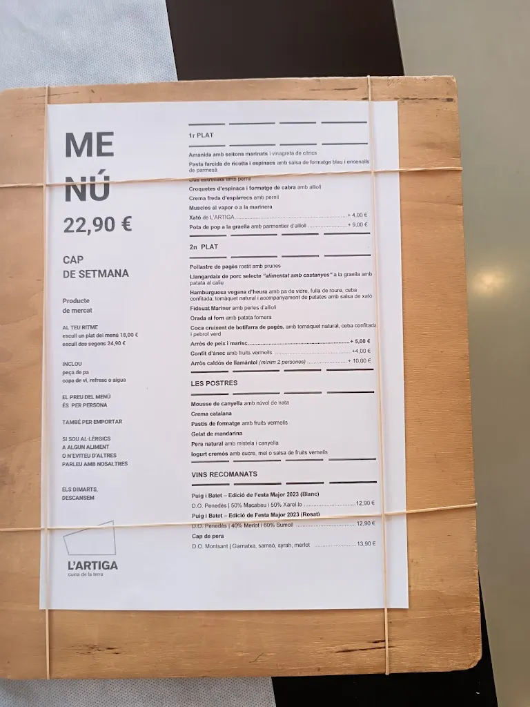 Menu_Restaurant L'Artiga_Vilanova i la Geltrú_image_1