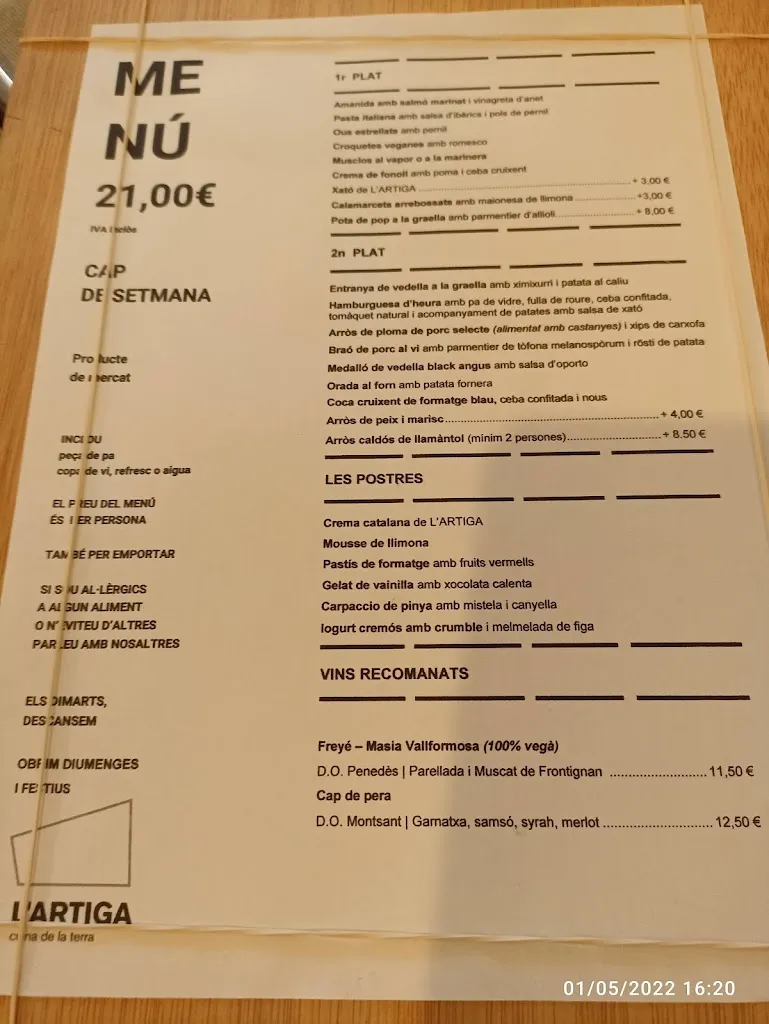 Menu_Restaurant L'Artiga_Vilanova i la Geltrú_image_4