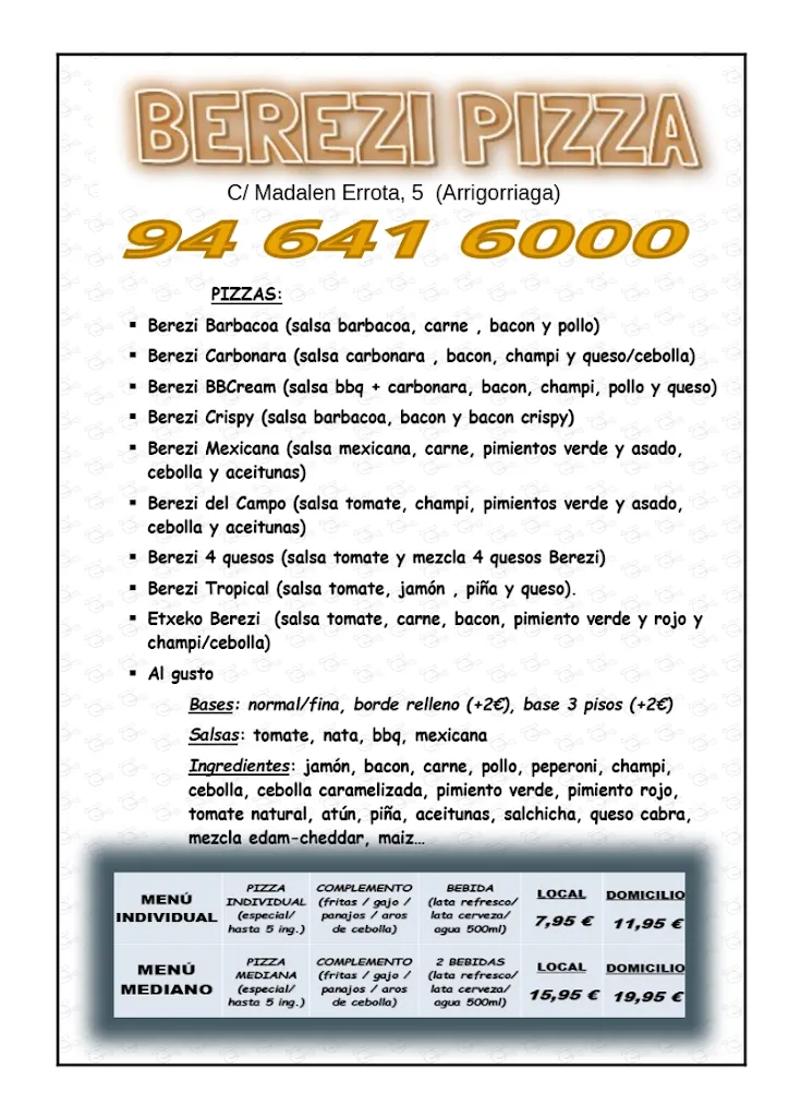 Menu_Pizzeria BEREZI PIZZA_Arrigorriaga_image_1