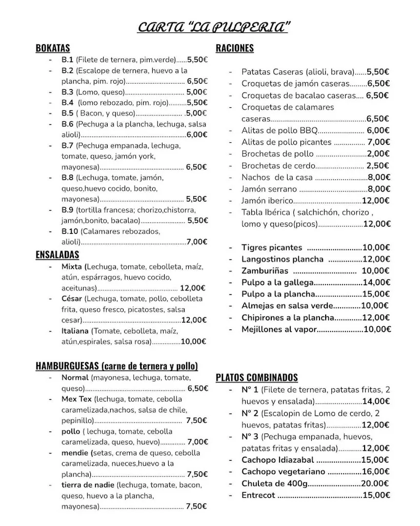 Menu_Restaurante Pulperia A Queimada_Amorebieta-Etxano_image_1