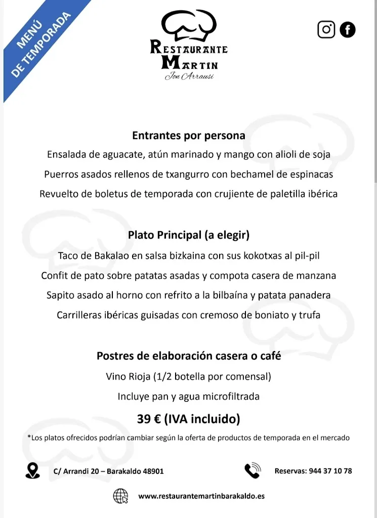 Menu_Restaurante Martin - Jon Arrausi_Barakaldo_immagine_1