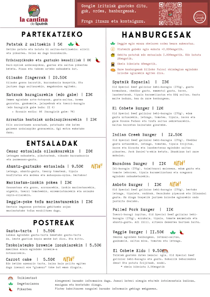 Menu_La Cantina de Sputnik Berango - Burgers & Climb_Berango_immagine_1