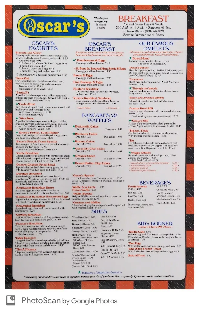 Menu_Oscar's Cafe_Durango_image_1