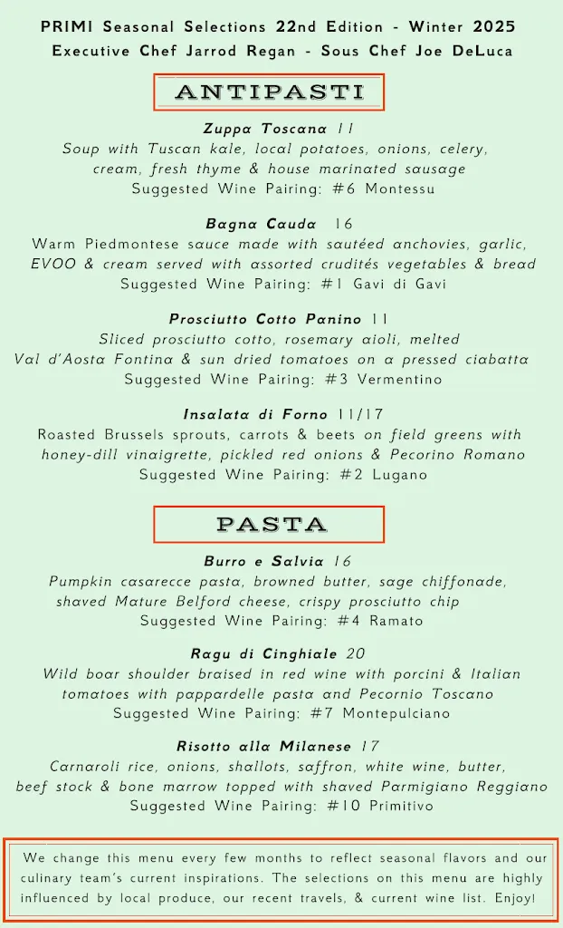 Menu_PRIMI Pasta & Wine Bar_Durango_image_1