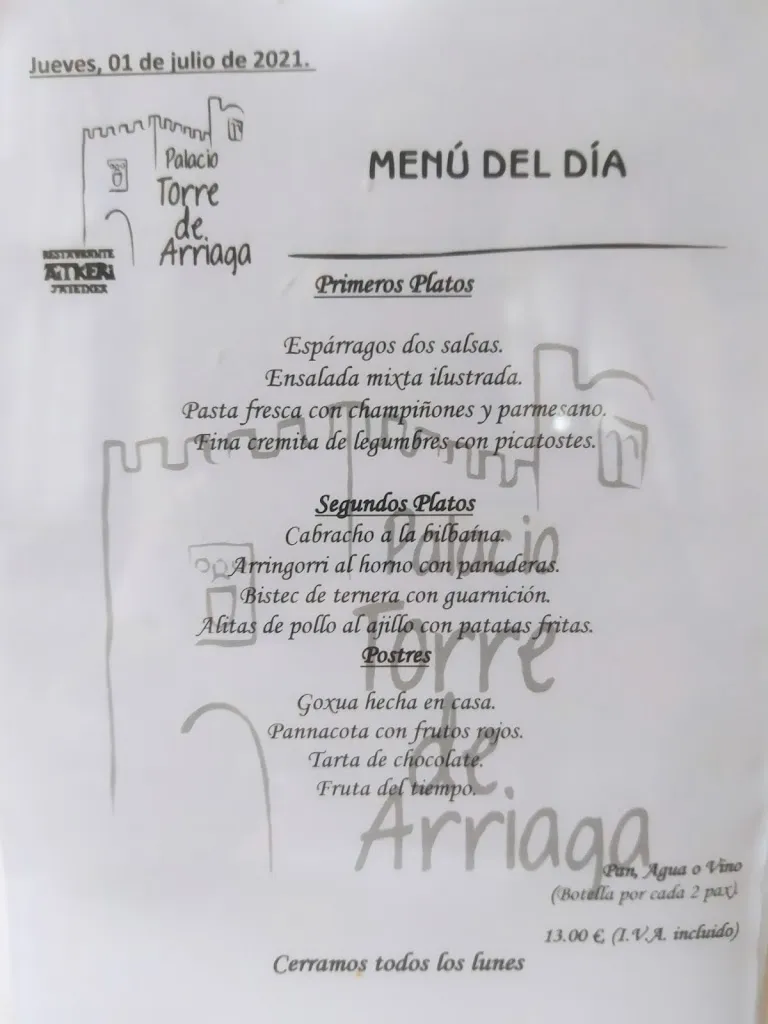 Menu_Palacio Torre de Arriaga 