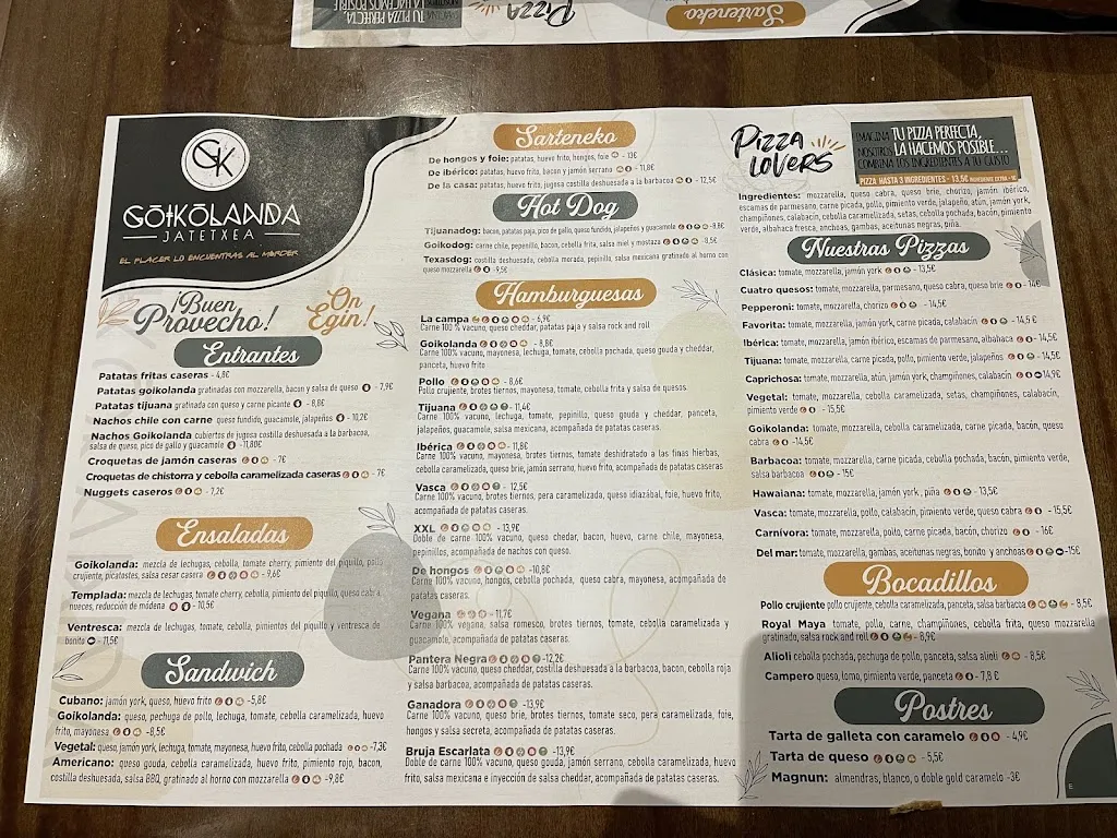 Menu_Goikolanda Tavern_Erandio_image_1