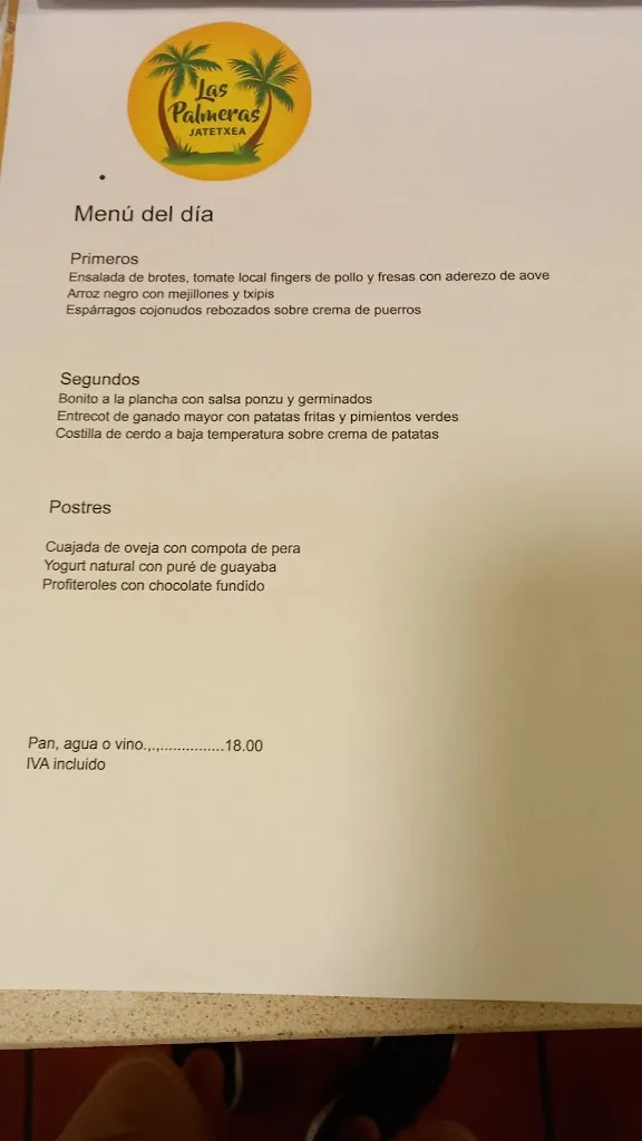 Menu_LAS PALMERAS JATETXEA Plentzia_Gorliz_immagine_2