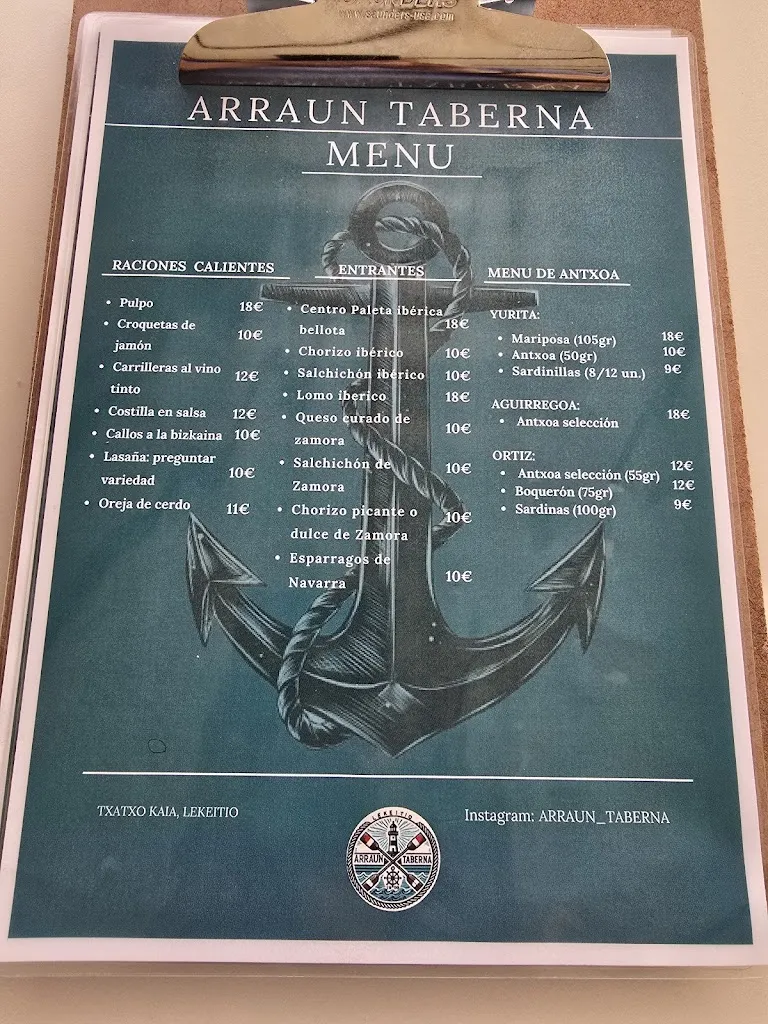 Menu_ARRAUN TABERNA_Lekeitio_image_1