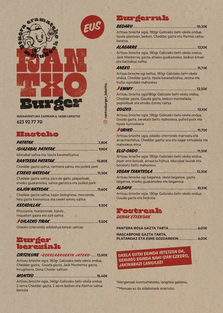 Menu_Rantxo Burger Lekeitio_Lekeitio_immagine_1