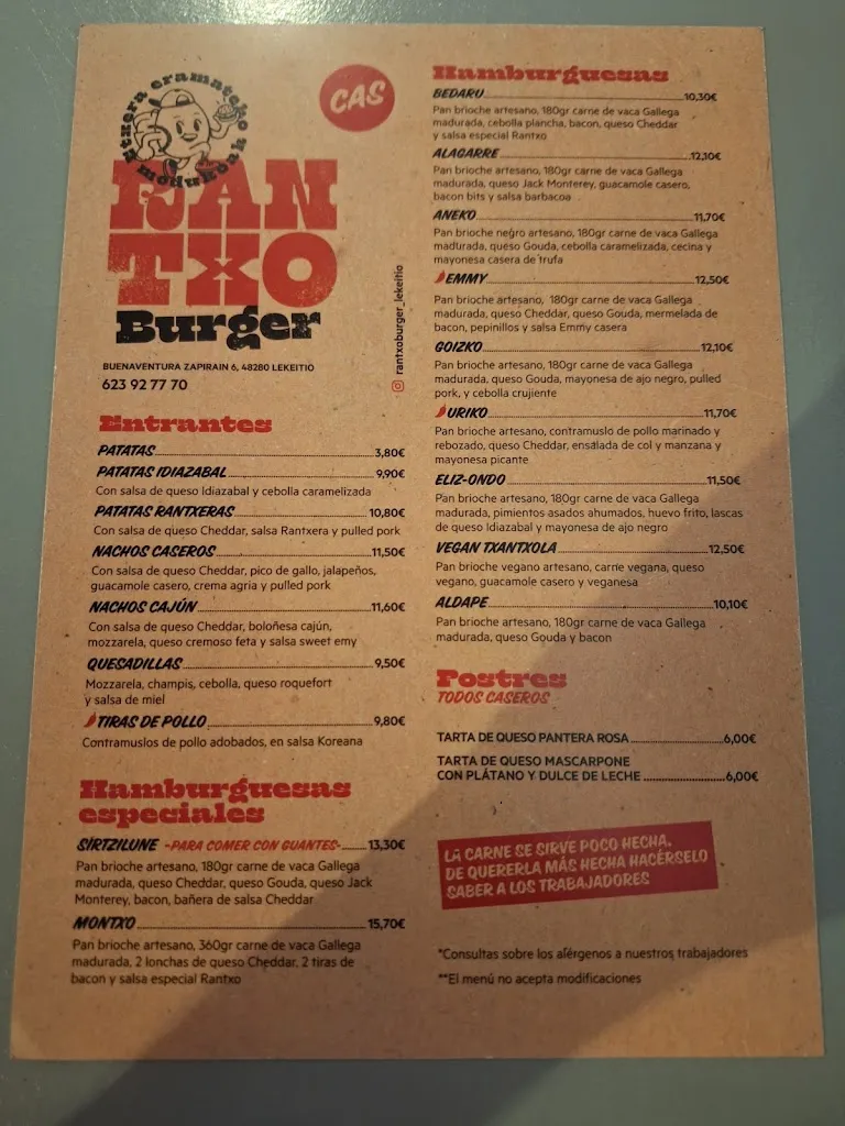 Menu_Rantxo Burger Lekeitio_Lekeitio_immagine_3