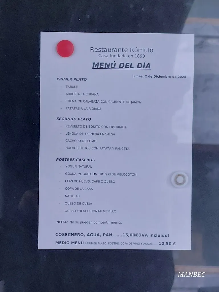 Menu_Restaurante Bar Rómulo_Urduña/Orduña_image_3