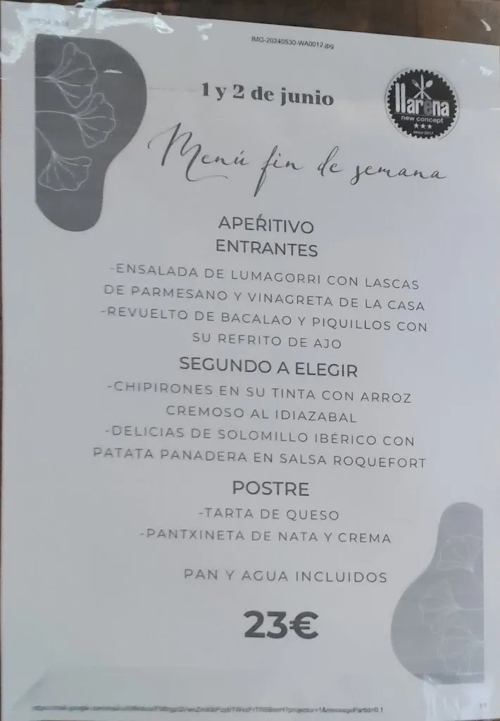 Menu_Restaurante Llarena_Urduña/Orduña_immagine_4