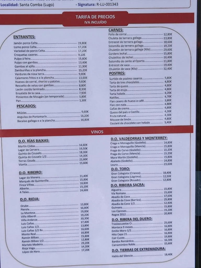 Menu_Mazo de Santa Comba_Santa Comba_image_2