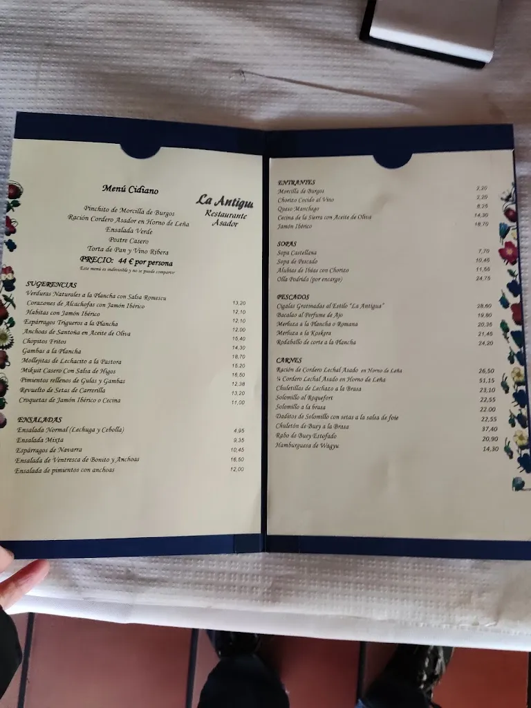 Menü_Restaurante Asador la Antigua_Alfoz de Quintanadueñas_Bild_1