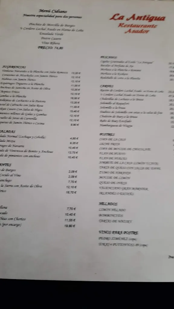 Menü_Restaurante Asador la Antigua_Alfoz de Quintanadueñas_Bild_2