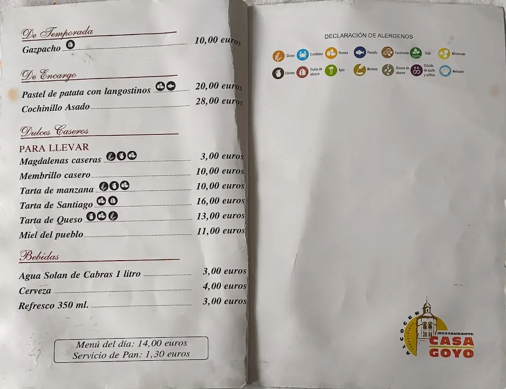 Menu_Bar Restaurante Casa Goyo_Alcocero de Mola_image_2