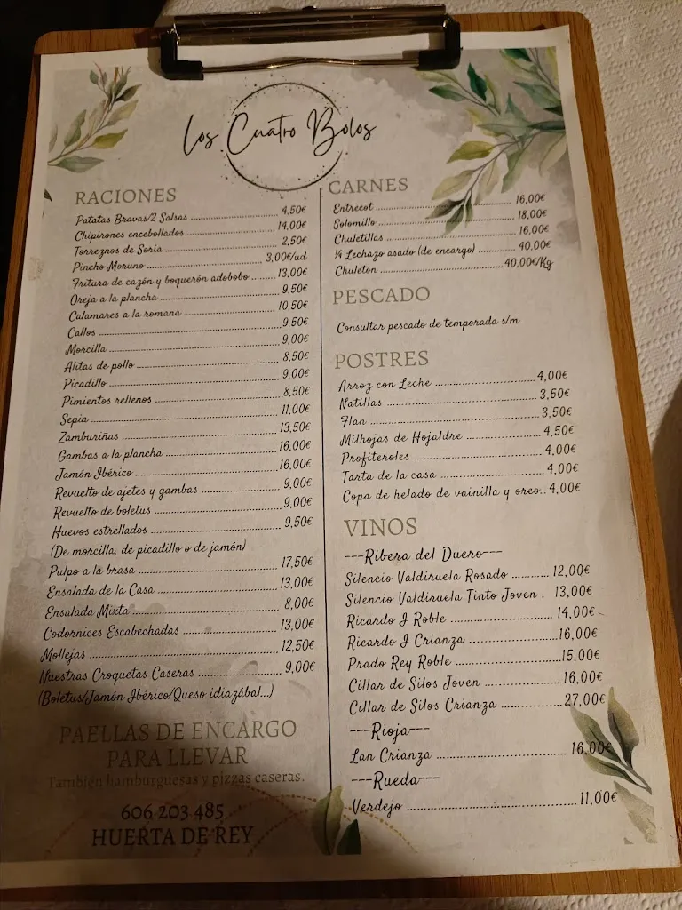 Menu_Restaurante Los 4 Bolos_Arauzo de Salce_image_1