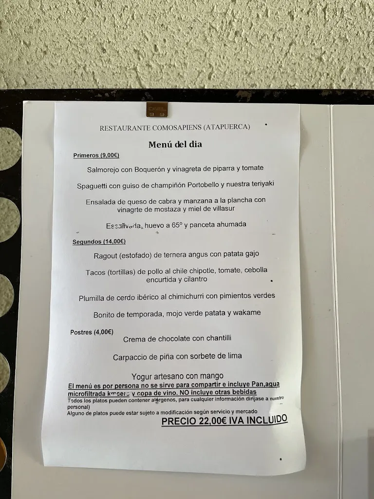 Menu_Restaurante Comosapiens_Atapuerca_image_1