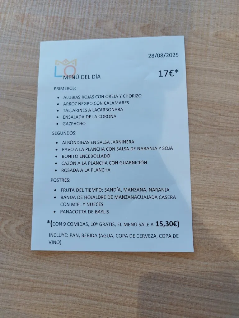 Menu_LA CORONA Restaurante - Area Las Quintanillas_Balbases Los_image_1