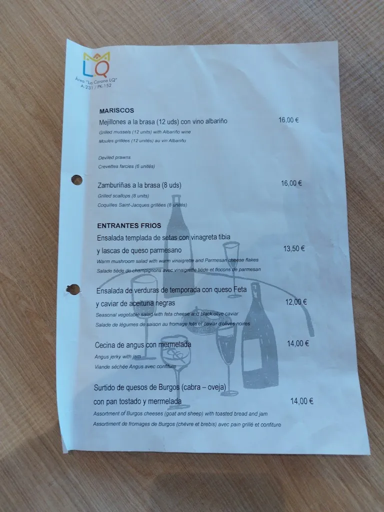 Menu_LA CORONA Restaurante - Area Las Quintanillas_Balbases Los_image_4