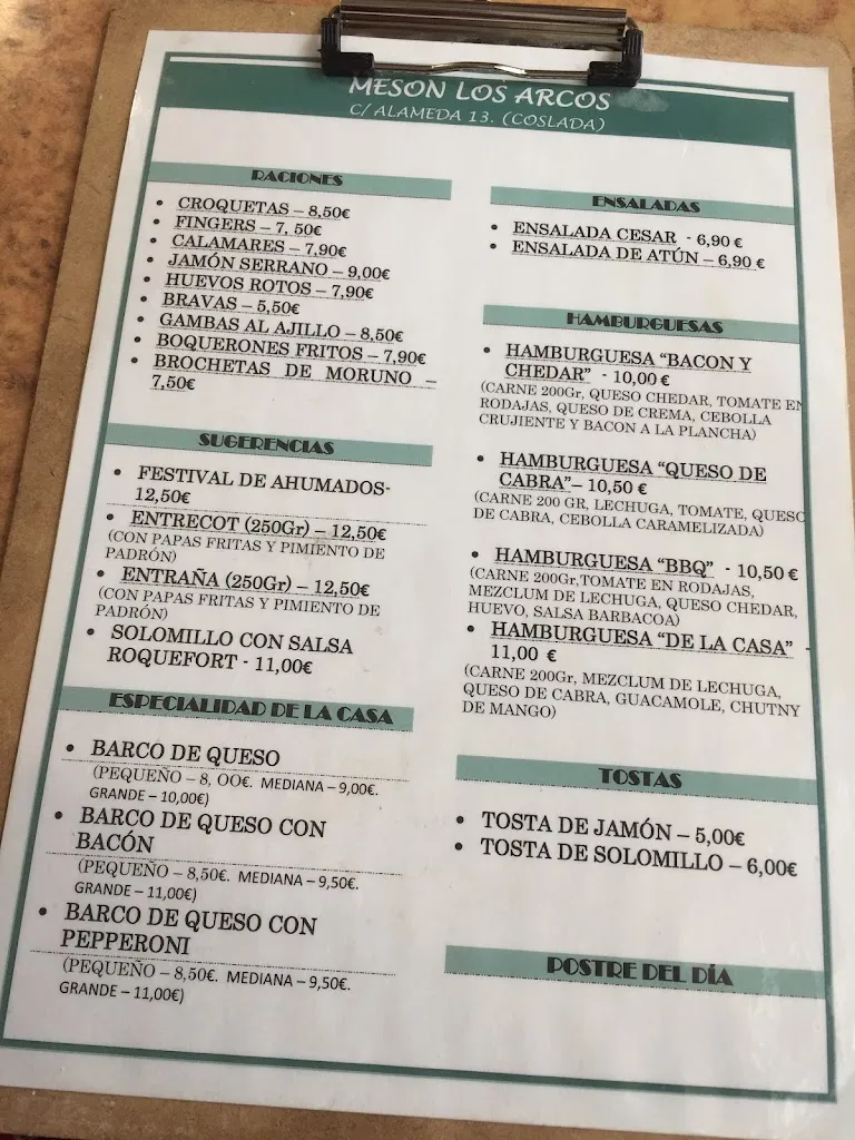Menu_Mesón Los Arcos_Arcos_image_1