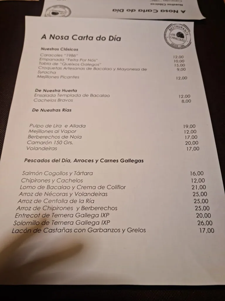 Menu_Los Caracoles Restaurante_Santiago de Compostela_image_4