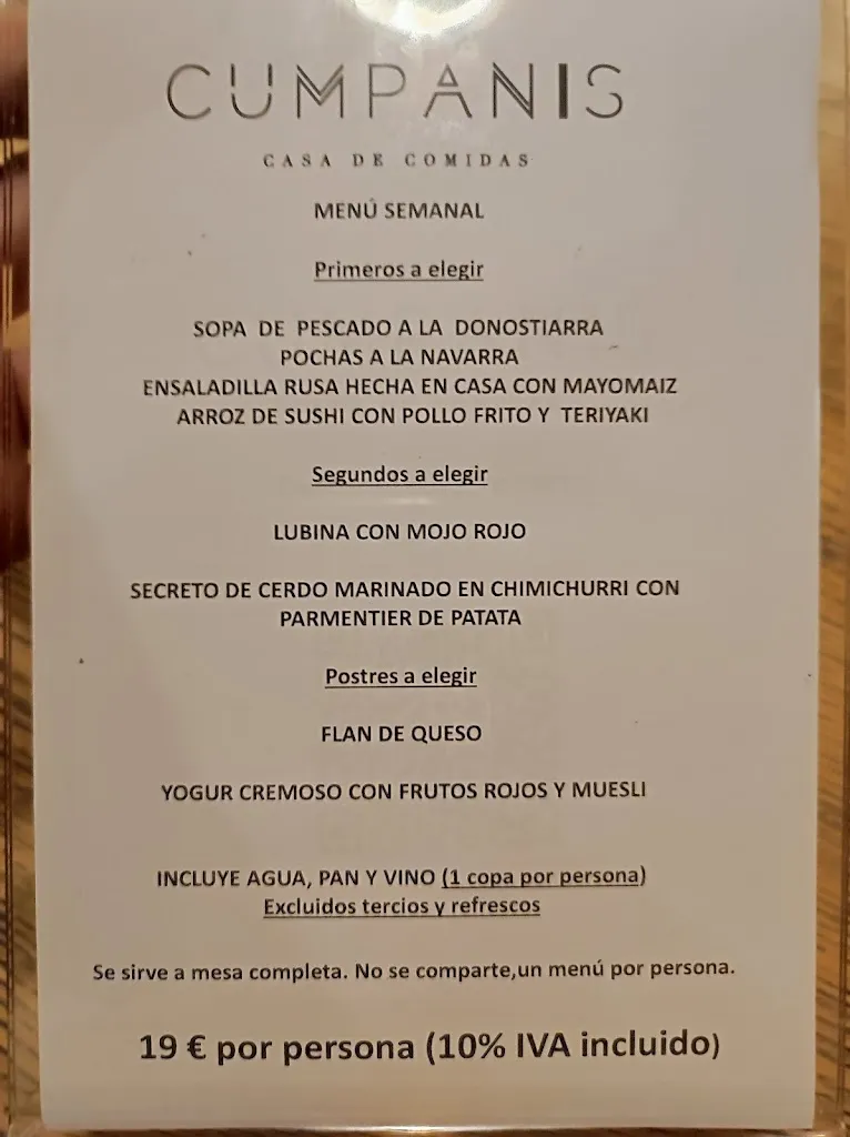 Menu_Restaurante Cumpanis - Casa de Comidas_Aranda de Duero_immagine_1