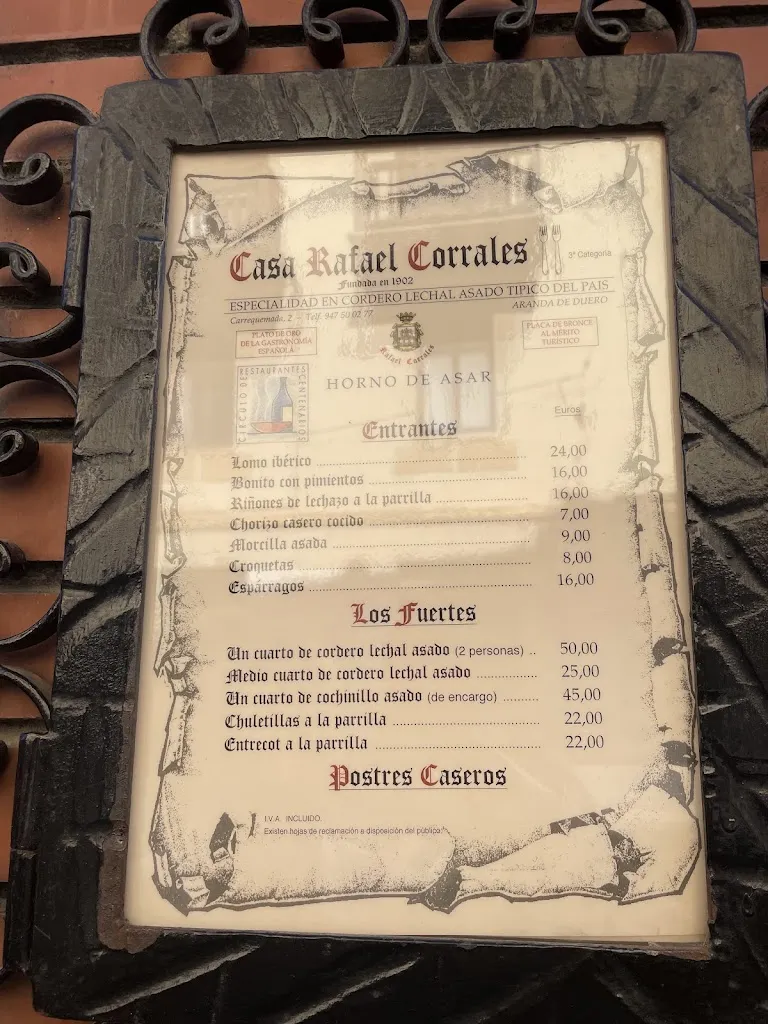 Menu_Asador Rafael Corrales_Aranda de Duero_image_2