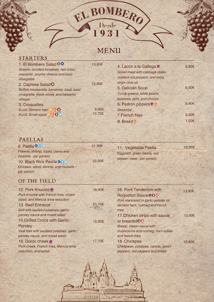 Menu_Restaurante El Bombero_Santiago de Compostela_image_1