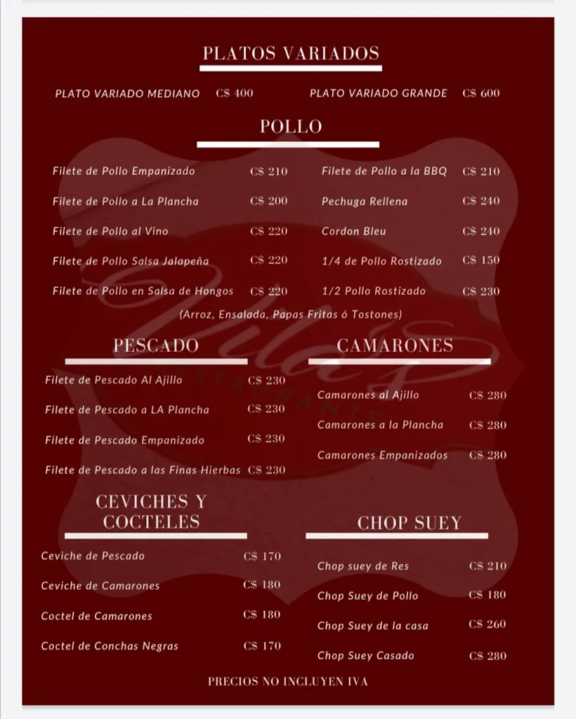 Menu_Vila's Restaurante, Diriamba Carazo_Carazo_image_4