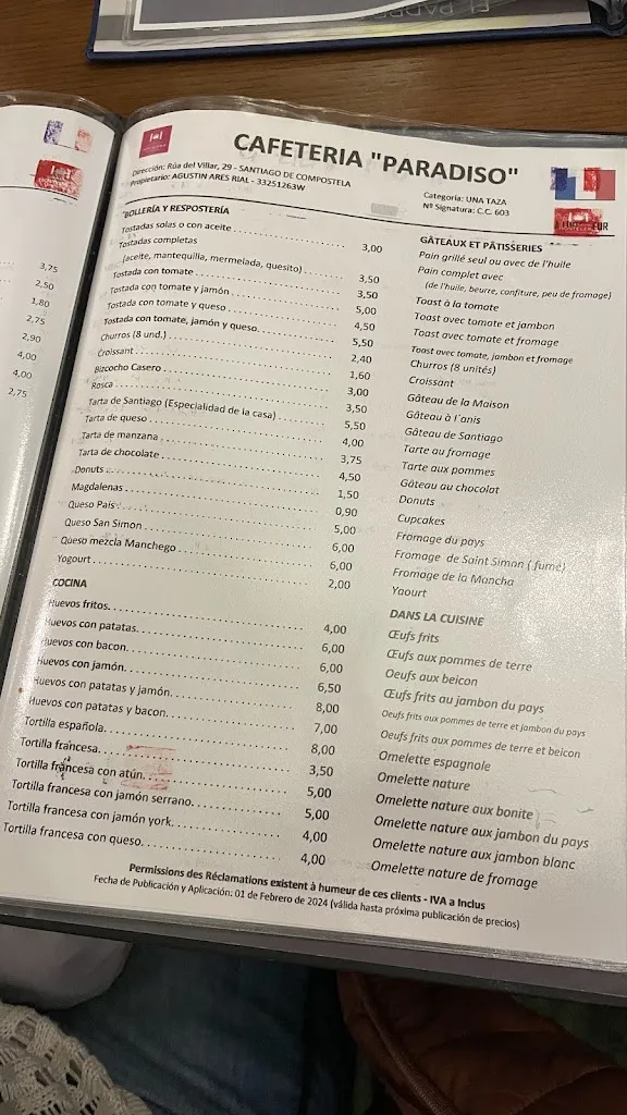 Menu_Paradiso Cafetería_Santiago de Compostela_image_2