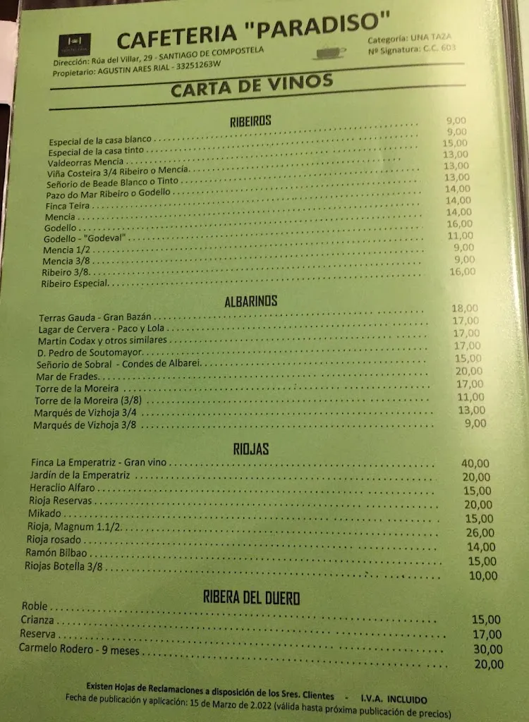 Menu_Paradiso Cafetería_Santiago de Compostela_image_4