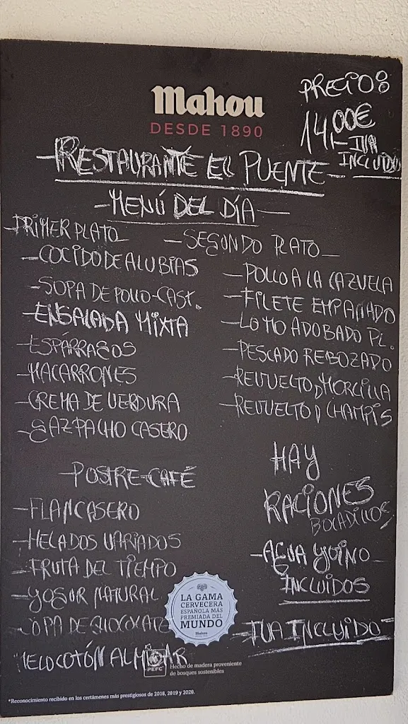 Menu_Bar Restaurante El Puente_Covarrubias_image_1