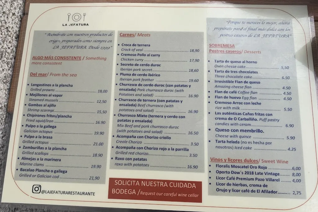 Menu_La Jefatura_Santiago de Compostela_image_2