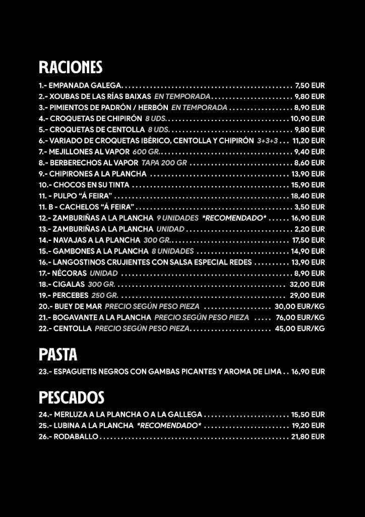 Menu_Redes Compostela - Mariscos & Tapas_Santiago de Compostela_image_1