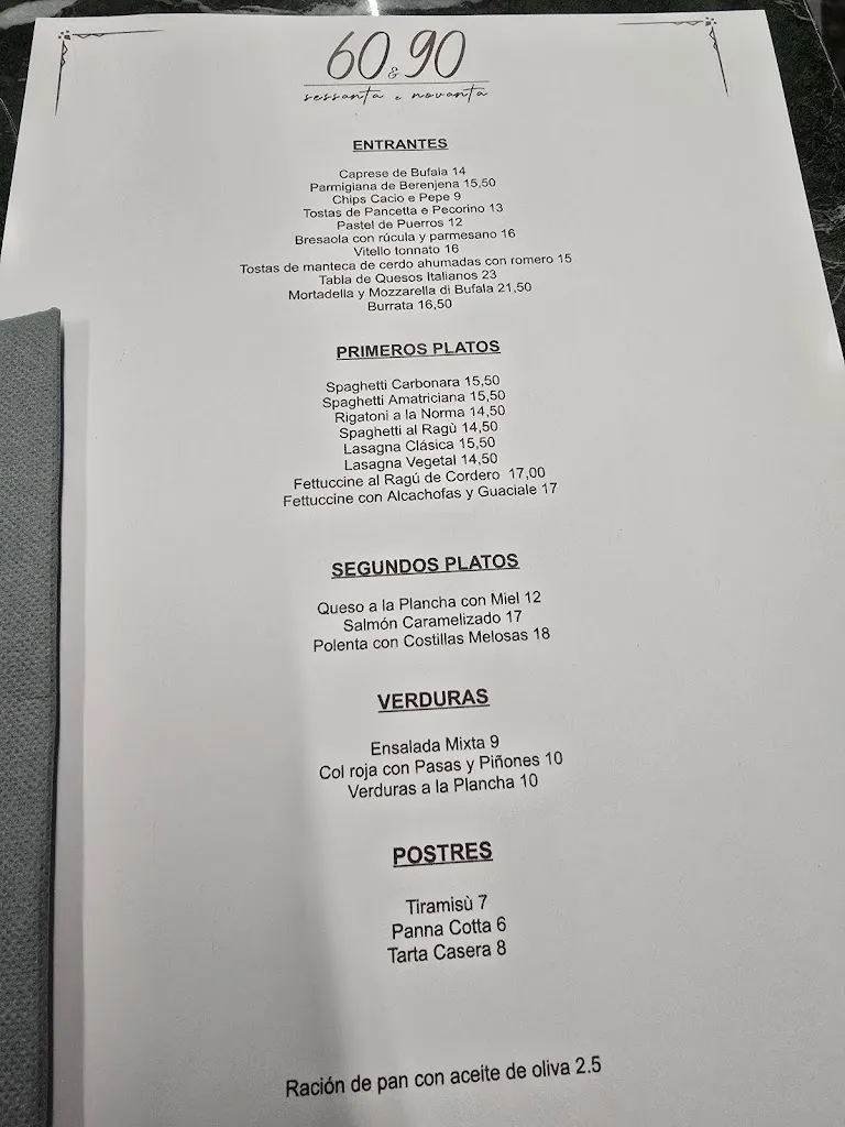 Menu_60&90 - Sessanta e Novanta_Santiago de Compostela_image_1