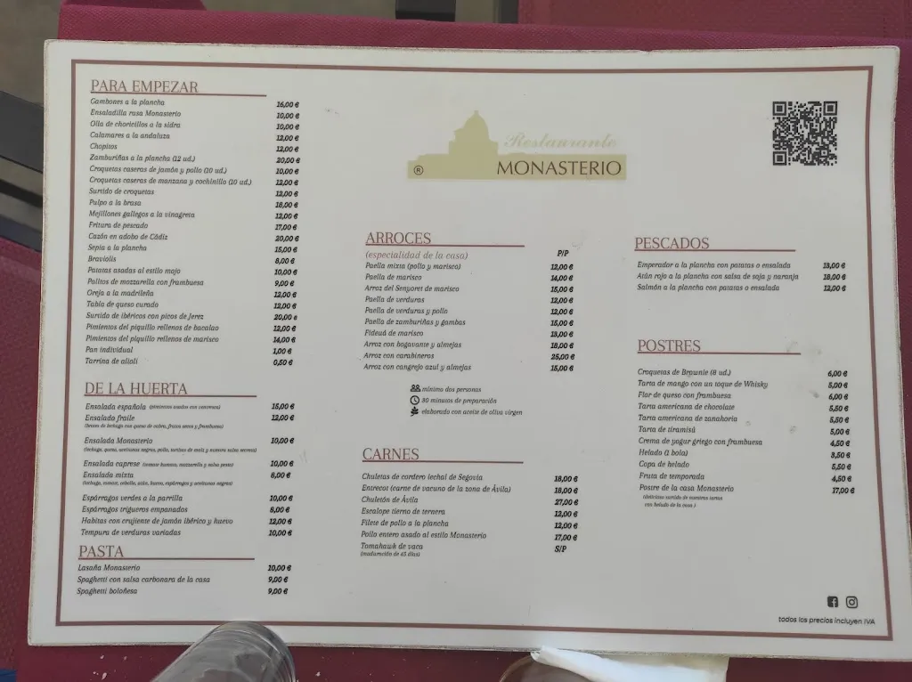 Menu_Restaurante Monasterio_Monasterio de la Sierra_image_2