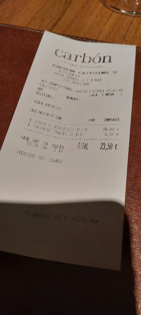 Andrea_Carbón Restaurante_Miranda de Ebro_review